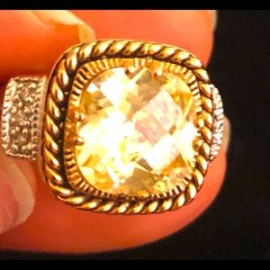 Lia Sophia Lemon Chiffon gem silver tone ring